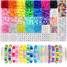 40-Grid Ponytail Bead Bracelet Making Kit, Multicolor Acrylic Barrel Beads, Letter Beads, Smiling Face & Heart Beads, DIY Jewelry Making Craft Materials For Bracelets And Necklaces - A - View 7