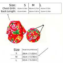 2pcs New Pet Hawaiian Beach Outfit, Breathable Floral Shirt + Sun Hat, Suitable For Teddy, Bichon, Pomeranian, Maltese, Beach Vacation Wear - Red - View 4
