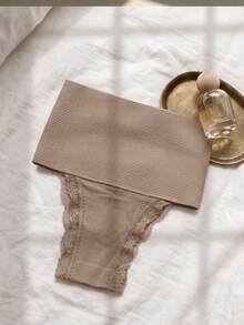 European & American Style Lace Trim Shaping Solid Color Women's Triangle Panties - Camel - View 4