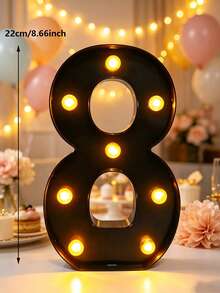 22cm 家居裝飾 LED 發光字母燈，婚禮求婚生日派對裝飾字母數字燈，女孩房裝飾燈，室內裝飾 - 黑色 - 查看 27