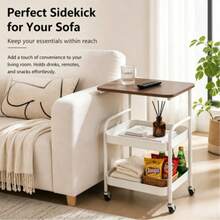 Multi-Layer Trolley Rack, Removable Metal Storage Rack, Snack Rack, Durable Steel Rack, Portable Wheels, Used For Storage And Organization In Bedrooms, Kitchens, Bathrooms, Offices And Dormitories - White - View 3