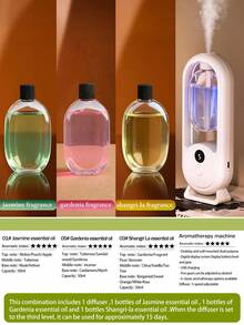 Aromatherapy Diffuser Humidifier With Colorful Night Light, 5-Level Adjustment, Digital Display, USB Rechargeable, Essential Oil Set, For Home And Office - D8 - View 9