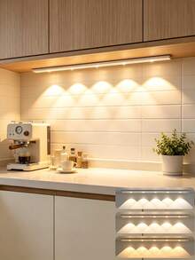 1pc Cat Eye Sensor Cabinet Light, 20/30/40/50cm USB Rechargeable Motion Sensor Light, LED Light Strip, Dimmable 3-Color Options, Suitable For Kitchen, Wardrobe, Cabinet, Bedroom, Hallway - Three Colors - View 6