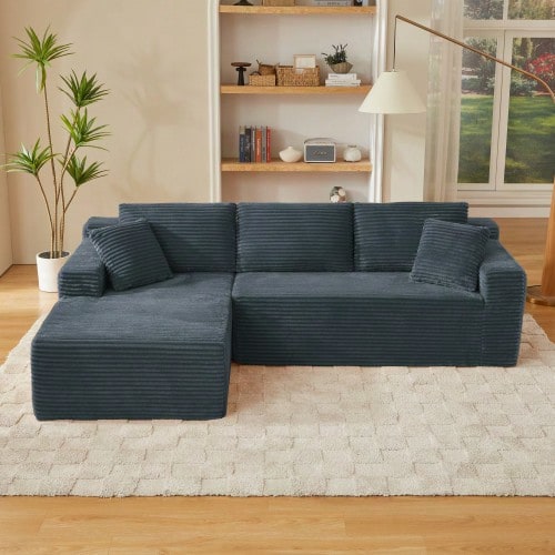 Modular Sectional Sofa L-Shape Couch 3-Seater Modular Sofa Memory Foam Sectional Couches For Living Room, Cloud Couch With Oversized Chaise - 灰色 - 查看 1