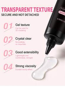 1/2pcs 10g Super Strong Nail Glue, Suitable For Nail Extensions, Fast Drying Semi-Solid, Long Lasting, No UV Light Required - 10g - View 4