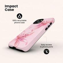 VESPOP Off-White Phone Case With A Tiger And Lily Pattern, Cute Summer Phone Case, Compatible With IPhone 18 17 Air, 16 Pro Max, 15, 14 Plus, 13, 12 Pro, 11, X, XR, XS Max, 8, And 7. - Pink - View 3
