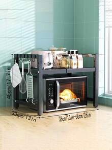 1pc Expandable Kitchen Storage Rack, Microwave Oven Rack, Home Rice Cooker Double Layer Countertop Desktop Organizer - Expandable Storage Rack - View 4