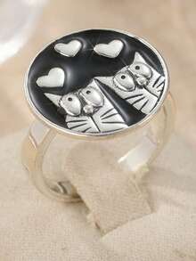 DIYCCPC Cute Cat Ring, A Fashionable And Creative Cat-Shaped Finger Ring, Suitable For Women To Wear, Can Be Used As A Gift For Girls' Gatherings, Bohemian Style. - Two-color - View 11