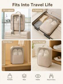 Travel Essential Waterproof Portable Handle Shoe Storage Bag, Luggage Organizer For Business Trips. Large Capacity Visible Breathable Mesh Design, Waterproof Dust-Proof Travel Storage Bag/Shoe Storage Bag. - Multicolor - View 9
