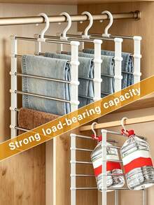 Multi-Layer Stainless Steel Pants Rack - Space-Saving Closet Organizer - Non-Slip, Stackable Design - Suitable For Pants, Jeans, Scarves And Dress Pants - For Closet Storage And Organization - Multicolor - View 6