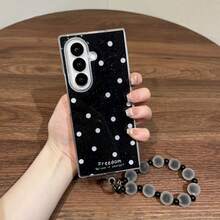 Ins Style Epoxy Resin Polka Dot Phone Case With Matte Bead Chain Bracelet, Compatible With Samsung Galaxy Z Fold 8 Wide Z Fold8 Ultra ZFold 7 Zfold6 Zfold5 Protective Shell - Black - View 15