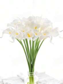 12pcs/6pcs White Artificial Calla Lily Flowers, Artificial Flower Bouquet, Home Wedding Decoration, Garden Decoration, Party Decoration, Bohemian Style Decoration, Holiday Party Decoration, Birthday Celebration, Daily Gift - White - View 1