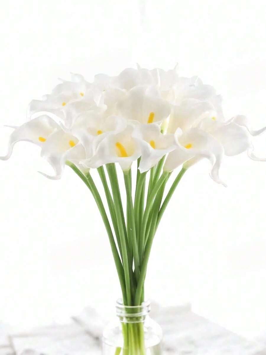 12pcs/6pcs White Artificial Calla Lily Flowers, Artificial Flower Bouquet, Home Wedding Decoration, Garden Decoration, Party Decoration, Bohemian Style Decoration, Holiday Party Decoration, Birthday Celebration, Daily Gift - White - View 1