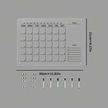 Household Refrigerator Magnetic Black Line Acrylic Writing Planner Board, Weekly + Monthly Planner Board Optional, Family Grocery Shopping & Meal Prep List Erasable Memo Board - Multicolor - View 14