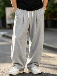 Men's All-Season Hip-Hop Style Loose Long Pants, Suitable For Daily Wear Sports - Light Grey - View 7