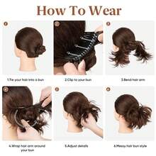 Women's Synthetic Wavy Bun Hair Extensions, Messy Curly Bun Hair Piece, Clip-In Hair Accessory, Donut Bun Hair Extension - Multicolor - View 7