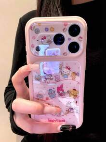 SANRIO Fashionable Fresh Polka Dot Pink Cute Melody Rabbit KT 2-In-1 Phone Case, Full Coverage Dotted Pattern Cover Phone Case, High Quality, Highly Rated Phone Case, Compatible With Apple 17 16 15 14 13 12 11 Pro Max 16 15 14 Plus, Minimalist Creative Anti-Drop Back Cover - Sanli Family - View 4