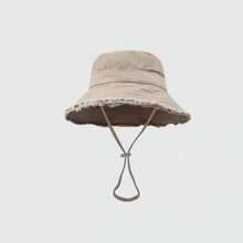 1pc Women's Drawstring Bucket Hat, Adjustable Chin Strap Design, Distressed Finish, Soft Fabric, Sun Protection, Windproof, Fashionable - Multicolor - View 6