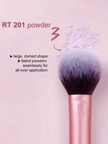 Real Techniques Face Essentials For Blush&Highligher&Powder&Nose Shadow&Contour, 5 Piece Set,RT400 Blush Tapered,RT448 Setting Brush 2.0 Dense,RT201 Power Large,RT243 Nose Shadow Dense,RT401 Sculpting Wide - Rose Red - View 5