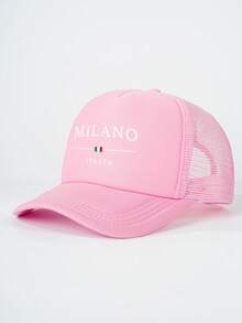 1件/2件裝 MILANO 字母印花海綿網格帽，米蘭義大利圖案印花中性海綿棒球帽，可調節戶外網格遮陽帽，輕量透氣，適合日常通勤 - 彩色 - 查看 15