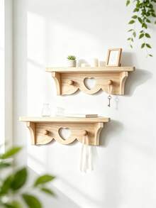 Porta-Retrato Pendurado em Formato de Coração, Porta-Retrato de Madeira em Formato de Coração, Decoração de Parede Criativa em Madeira com Moldura Pendurada, Decoração de Parede Estilo Fazenda - Visão 2