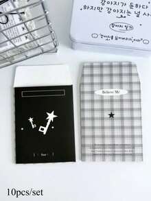 10Pcs/Set Korean INS Simple Black White Card Envelope 3-Inch Photo Card Packing DIY Deco Paper Pocket Cute Card Packaging - A - View 6