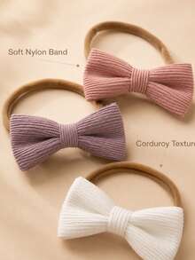 5 Pcs Baby Girls' Cute Colorful Bow Elastic Headbands, Sweet Soft Knit Solid Color Bow Headbands, Gift For Daughter, Cute Kids' Hair Accessories. - Multicolor - View 7