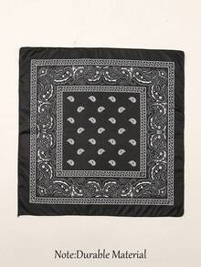 1pc Fashionable Paisley Print Versatile Large Scarf/Headband, Boho Style Suitable For All Seasons - Black - View 6