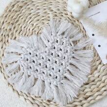 1pc Nail Art Photography Tassel Mat, Round Tassel, Tablecloth Protector, White Placemat, Woven Table Mat, Room Decor, Desktop Decoration, Heat Resistant - Multicolor - View 7