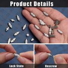20pcs Brass Cylindrical Threaded Clasps, Barrel-Shaped Jewelry End Caps, Threaded Connectors, Copper Findings For Necklace, Bracelet And Other Jewelry Making - 20pcs - View 4