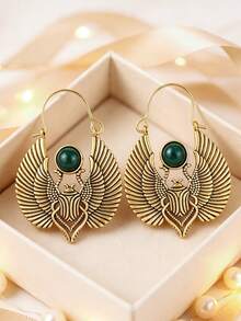 Gmzalx 1 đôi bông tai vòng khăn choàng thiết kế sáng tạo phong cách retro thời trang hình cánh thiên thần, phù hợp đeo hàng ngày và đi du lịch, quà tặng hoàn hảo cho cô ấy - Hai màu - Xem 1