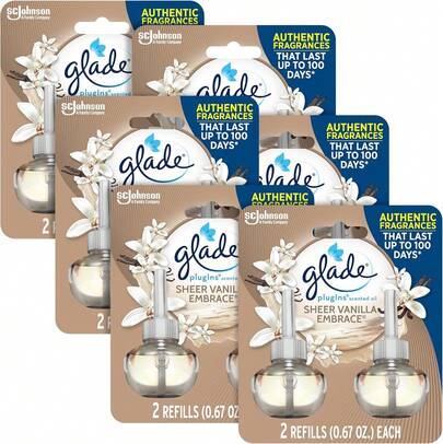 Recambio de Aceite Aromático PlugIns Sheer Vanilla Embrace, Difusor de Aceite Esencial para Enchufe de Pared, Hasta 50 Días de Fragancia Continua, 1.34 oz, 2 unidades, Paquete de 6