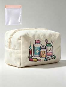 New Cute Nurse Element Pattern Medical Bag - Medicine Bag/Toiletry Bag/Travel Essential, Colorful Design, Suitable For Storing Medicines, Cosmetics And Travel Accessories; Great Gift For Friends And Family, Personal Storage Helper | Fun Design, Portable Zippered Medical/Toiletry Storage Bag, Aviation Standard Cosmetic Bag, Can Store Medicines, First Aid Kit, Etc. (Pattern Randomly Cropped) - Multicolor - View 10