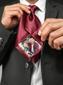Personalized Photo Tie Patch, Customized Commemorative Tie Sticker, Wedding Tie Decoration, Gift For Dad, Grandpa, Groom's Father, Valentine's Day - Multicolor - View 4