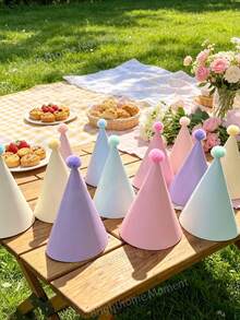 12/6/1 Colorful Pink Party Hats, Birthday Party Cone Hats, Cute Cake Cone Birthday Paper Hats, Cute Crowns, Adult Party Mixed Hats, - Multiple Styles - View 2
