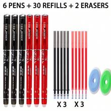 Erasable Gel Pen Set, 6 Pens With 30 Red And Black Ink Refills And 2 Erasers, Smooth Writing Refillable Friction Pens For Students, School, Office, Homework, Notes, Journaling And Daily Writing - Multicolor - View 14