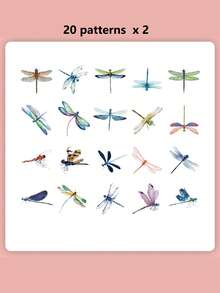 1pack/40pcs Nature-Themed Vintage Insect, Butterfly, Dragonfly Decorative Pet Stickers For Journal & Scrapbooking Back To School School Supplies - Multicolor - View 8