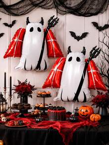 2/6pcs Halloween Theme Balloon Set, Includes Black BOO And Demon Ghost Balloons, Suitable For Halloween, BOO Party, Trick Or Treat, Birthday, Ghost Party, Horror Thriller Theme Decoration - Multicolor - View 6