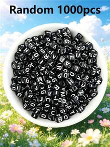 500/1000/1 包黑色壓克力字母珠 4x7mm - A 到 Z 字母吊飾，適用於 DIY 手鍊、項鍊、鑰匙圈和珠寶製作材料 - 彩色 - 查看 27