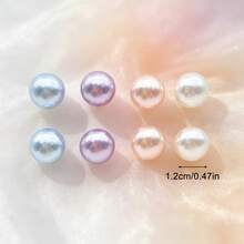 4 Pairs French Sweet Multicolor Faux Pearl Stud Earrings - Multicolor - View 9
