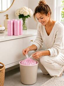Pink Drawstring Trash Bags, Heavy Duty Leak-Proof Garbage Bags, 4–5 Gallon Small Capacity, Strong Durable Liners, Suitable For Bathroom, Kitchen And Daily Home Use - Multicolor - View 4