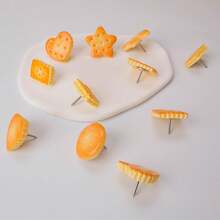20/30 Pcs Cookie Shaped Push Pins, 5 Different Designs Suitable For Decorating Soft Wooden Boards Classrooms And Offices.Random Style, Cute Cookie Push Pin Office Desk Accessory Set - A - View 7