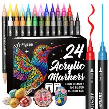 Flysea 36/24 Colores Marcadores de Pintura Acrílica - Punta Doble, Marcadores Coloridos, Juego de Marcadores para Colorear, Secado Rápido, Resistente a la Decoloración, Perfecto para Pintar, Garabatear, Ilustración, Artesanía, Temporada de Regreso a la Escuela para Libros para Colorear y Otros Proyectos DIY, Adecuado para Papel, Tela, Lienzo, Madera, Piedra, Plástico, Vidrio, Cerámica, Calabaza, Metal, Etc., Suministros de Regalo para Pascua, Acción de Gracias, Halloween, Navidad - Multicolor - Ver 1