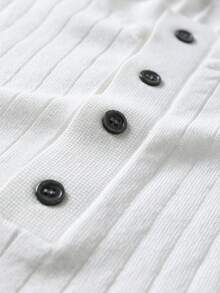 Camvyn Men's Casual Versatile Henley Collar Striped Slim Fit Short Sleeve Sweater - White - View 5