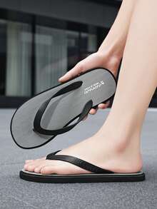 Summer Men's Women's Plus Size Open Toe Beach Vacation Bathroom Street Wear Flip Flops - Grey - View 10