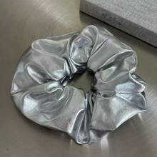 2 cái/1 cái dây buộc tóc scrunchie da bóng màu bạc nhỏ phong cách Y2K Hot Girl sang chảnh cao cấp dùng hàng ngày - Bạc 2 chiếc - Xem 2