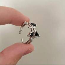 Y2K Crystal Heart & Star Adjustable Asymmetrical Geometric Punk Retro Harajuku Style Ring Set, Women's Fashion Grunge Jewelry - Multicolor - View 11