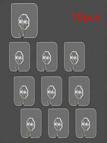 Strong Load-Bearing Transparent Clover Adhesive Hooks, Waterproof, Oil-Resistant, Non-Damaging To Walls, Multi-Purpose Hooks For Kitchen, Bathroom, Bedroom - White - View 12