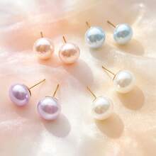 4 Pairs French Sweet Multicolor Faux Pearl Stud Earrings - Multicolor - View 2
