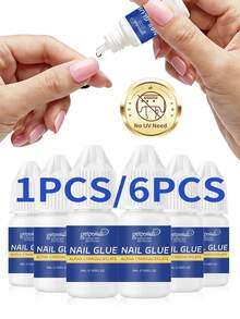 GELPOLISH 1件/6件 3g 透明持久水鑽美甲膠，適用於壓克力指甲、美甲藝術膠、指甲貼片膠凝膠 - 5ml白蓋 - 查看 2